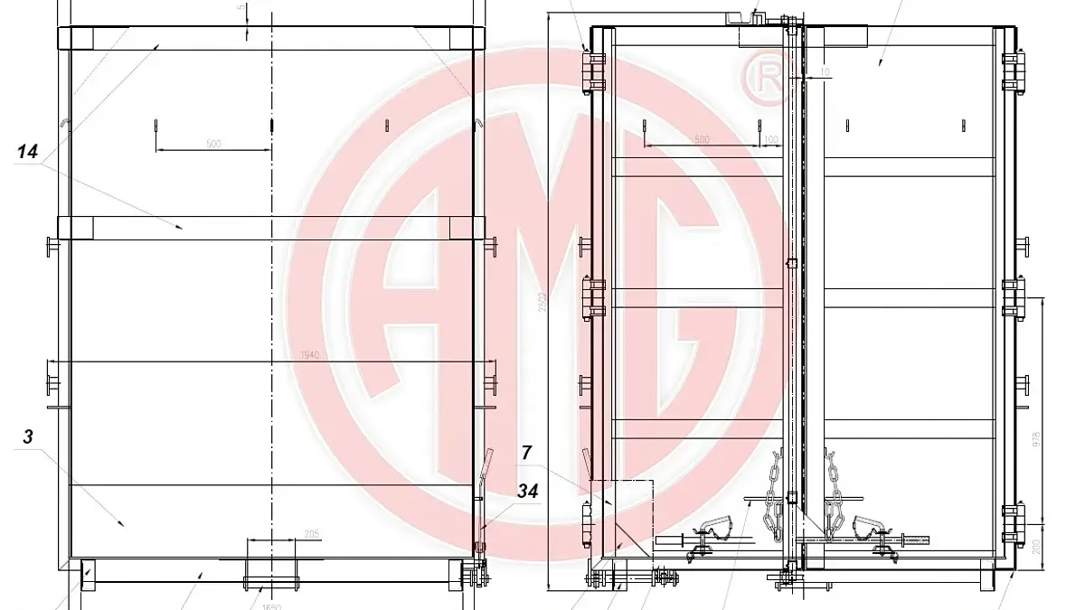 Grafik Nummer 3, Produktname: 15 cbm asymmetrisch mit Doppelflügeltür