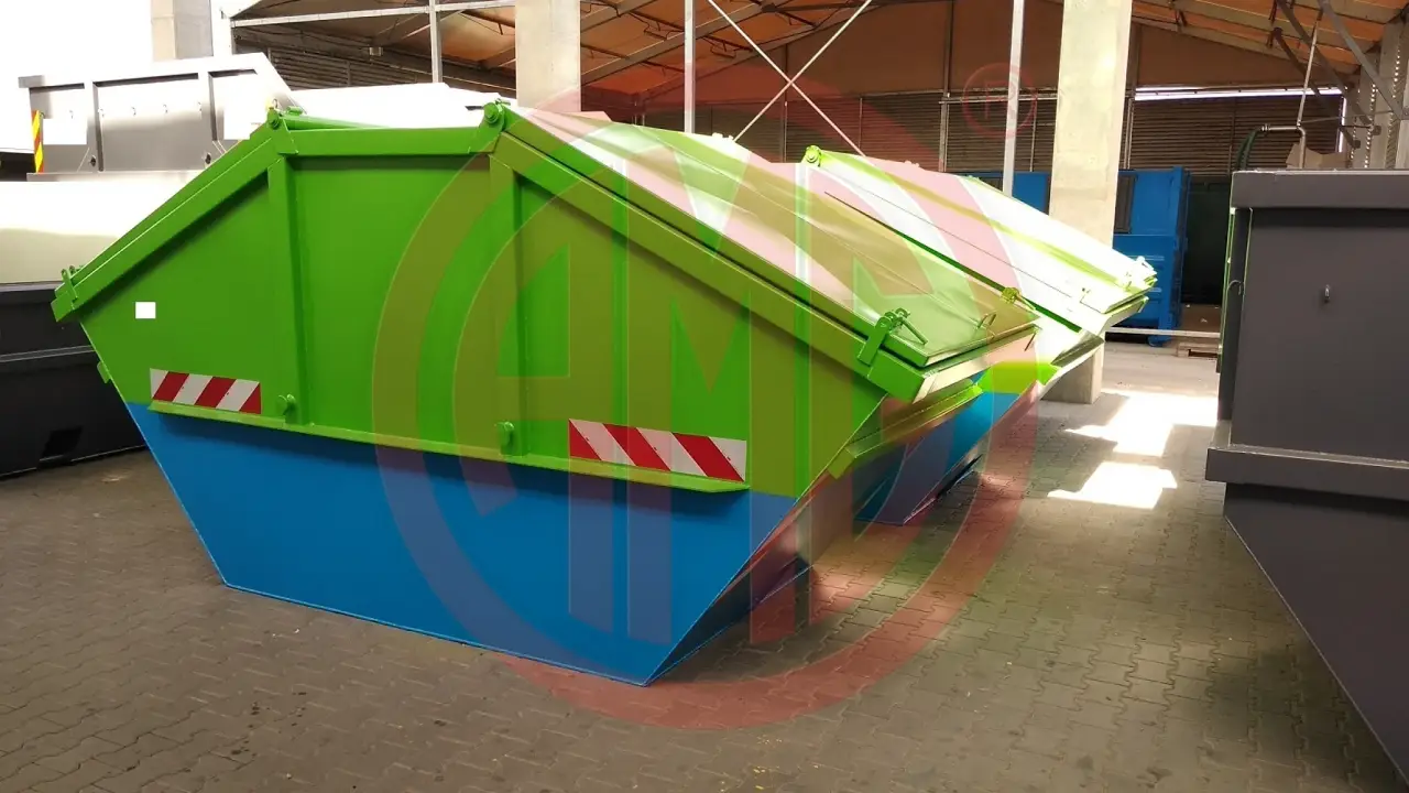 10 cbm symm.mit Stahldeckel einfach Kipplager