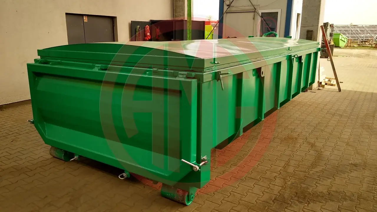 Grafik Nummer 6, Produktname: 13  m3 Abrollcontainer mit Windendeckel und Pendelklappe