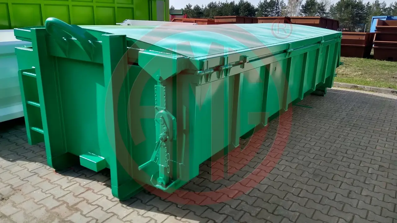 Grafik Nummer 2, Produktname: 13  m3 Abrollcontainer mit Windendeckel und Pendelklappe