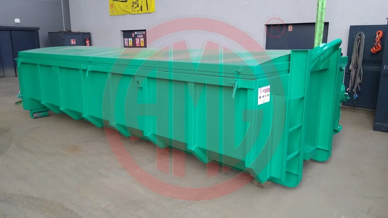 13  m3 Abrollcontainer mit Windendeckel und Pendelklappe